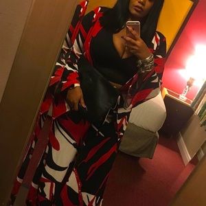 Two piece wide leg suit